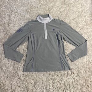 Women’s Medium Grey Romfh Long Sleeve Horseback Riding Show Shirt